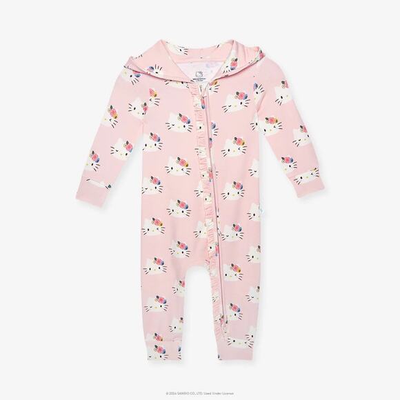 Posh Peanut Pastel Pink Hello Kitty French Terry
Hooded Ruffle Romper 12-18mos - Picture 2 of 6